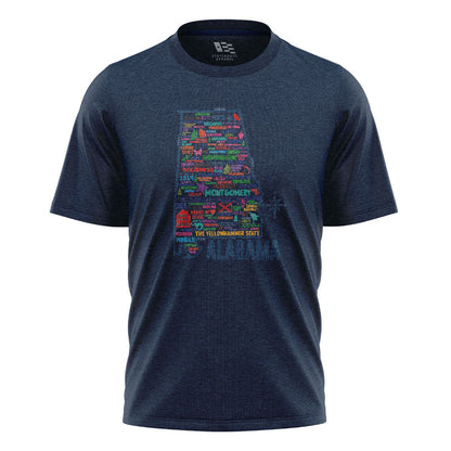 Alabama Yellowhammer Cities State Map - Navy flatlay