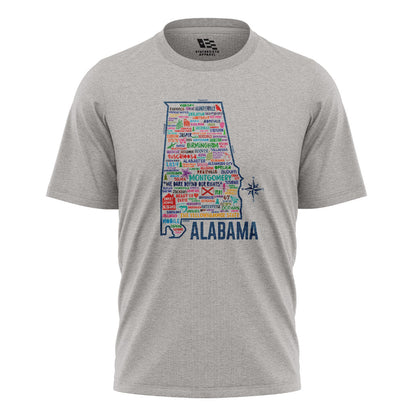 Alabama Yellowhammer Cities State Map - Sport Grey flatlay