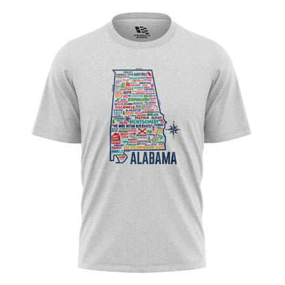 Alabama Yellowhammer Cities State Map - White flatlay