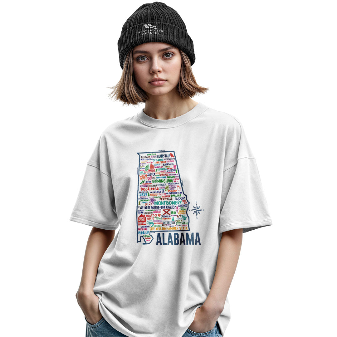 Alabama Yellowhammer Cities State Map - White lifestyle 2