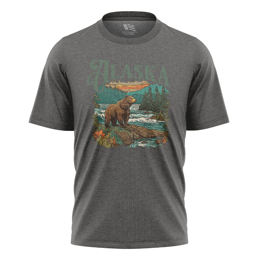 Alaska Bear River Sunset Wildlife Landscape - Charcoal flatlay
