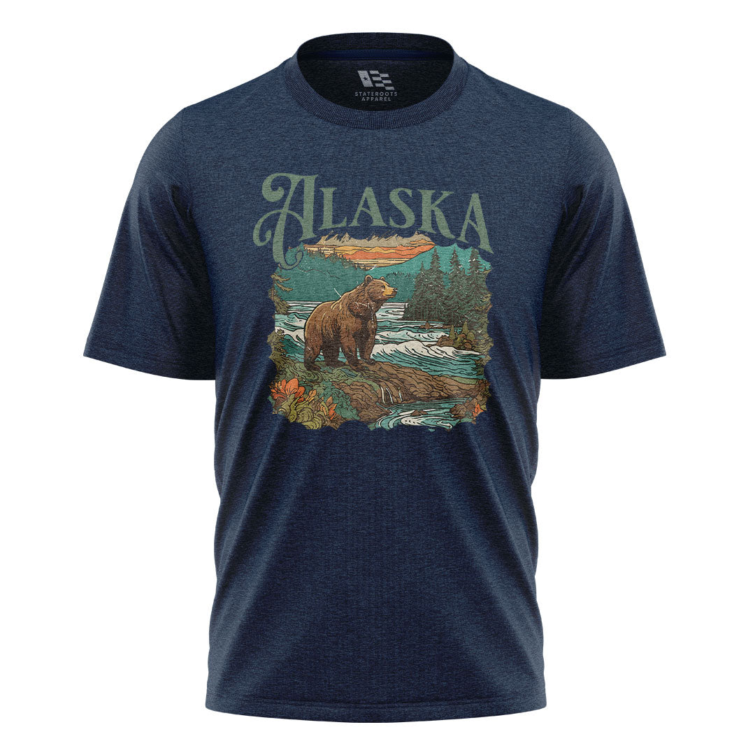 Alaska Bear River Sunset Wildlife Landscape - Navy flatlay