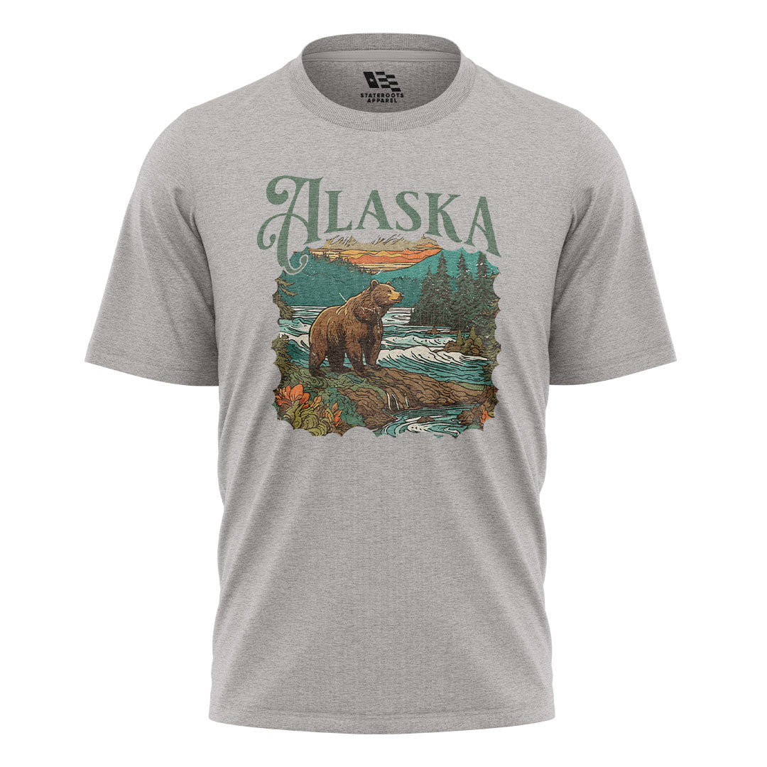 Alaska Bear River Sunset Wildlife Landscape - Sport Grey flatlay