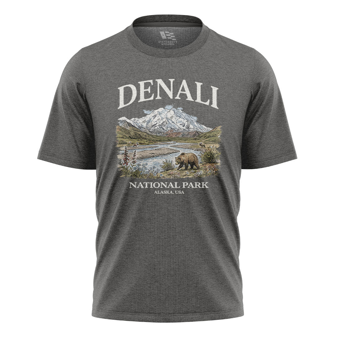 Alaska Denali National Park Grizzly Bear River - Charcoal flatlay