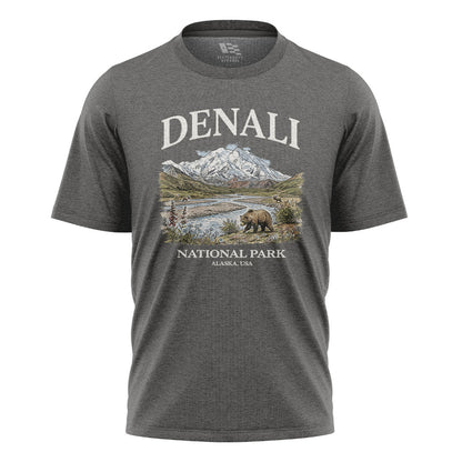 Alaska Denali National Park Grizzly Bear River - Charcoal flatlay