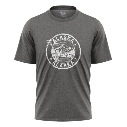 Alaska Distressed Stamp Mountain Badge - Charcoal flatlay
