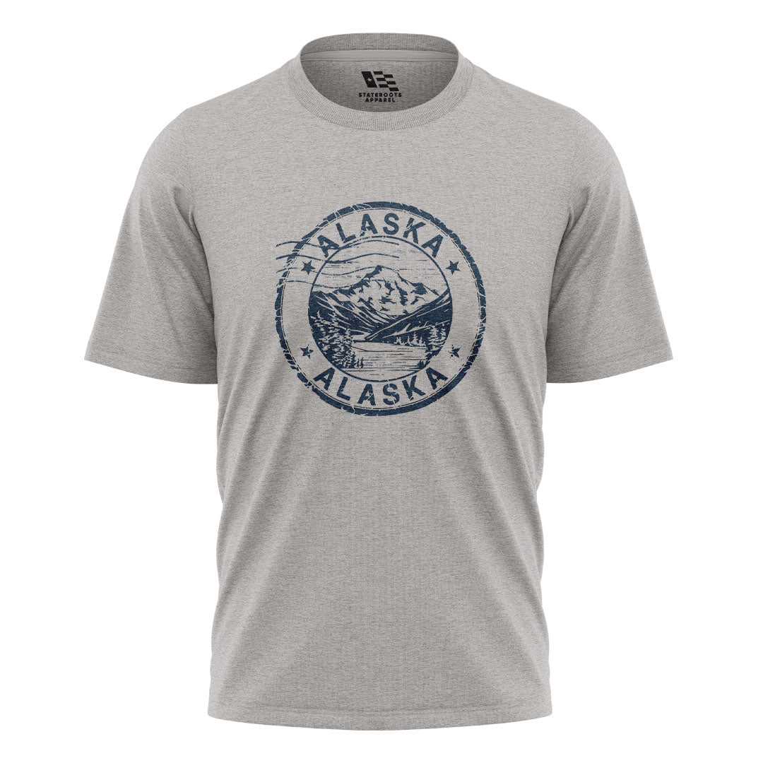 Alaska Distressed Stamp Mountain Badge - Sport Grey flatlay