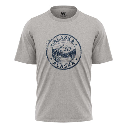 Alaska Distressed Stamp Mountain Badge - Sport Grey flatlay