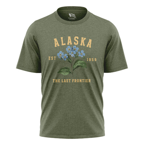 Alaska Forget Me Not Est 1959 Collegiate - Military Green flatlay