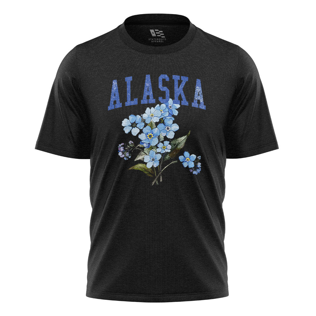 Alaska Forget Me Not Floral Bouquet - Black flatlay