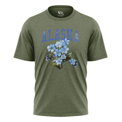 Alaska Forget Me Not Floral Bouquet - Military Green flatlay
