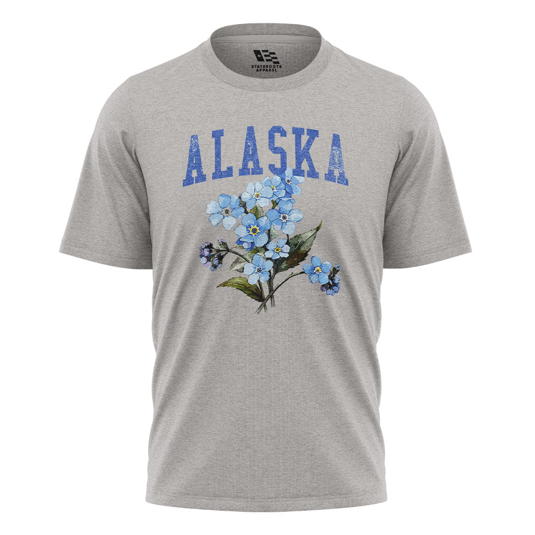 Alaska Forget Me Not Floral Bouquet - Sport Grey flatlay