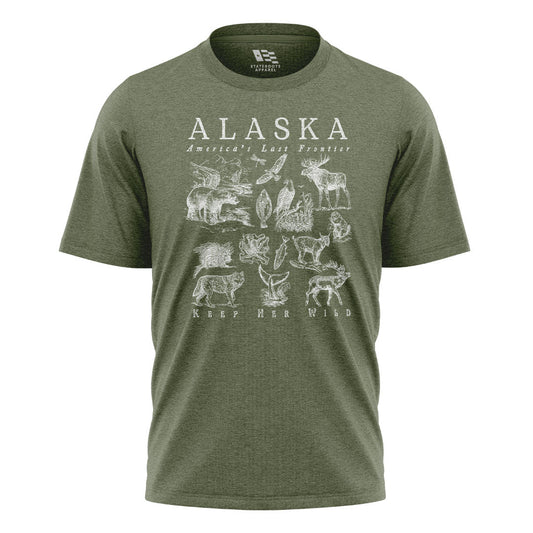 Alaska Keep Her Wild Animals Chart - Military Green flatlay