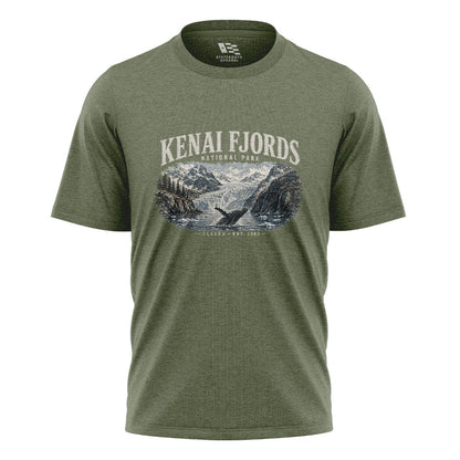 Alaska Kenai Fjords Whale Glacier Park - Military Green flatlay