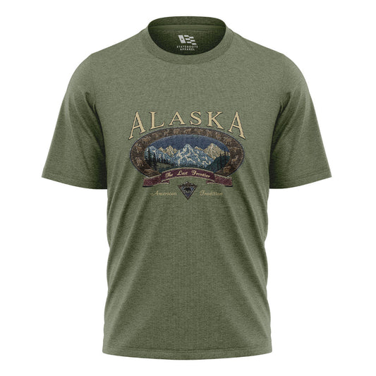 Alaska Last Frontier American Tradition Crest - Military Green flatlay