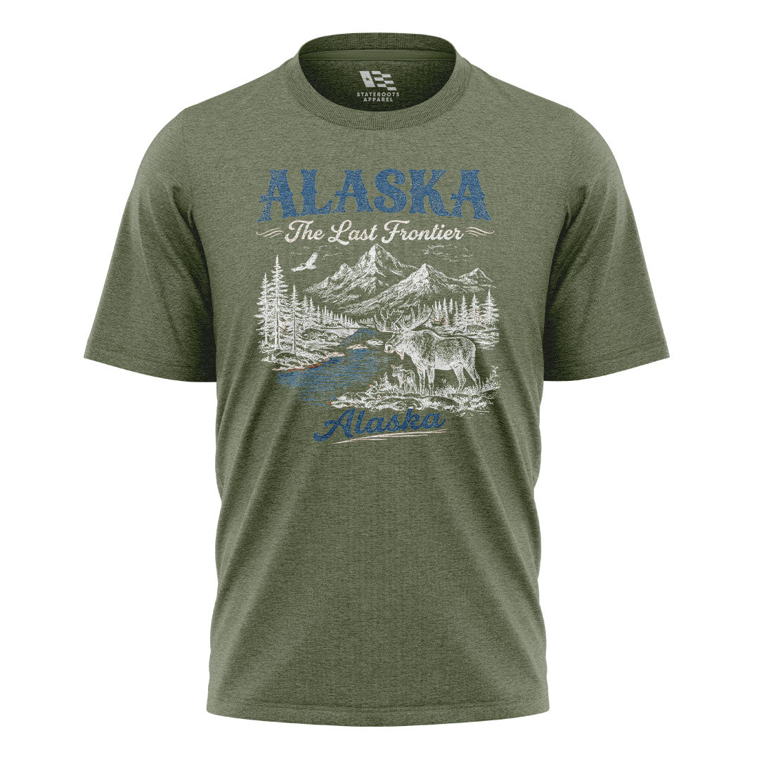 Alaska Last Frontier Moose Vintage - Military Green flatlay