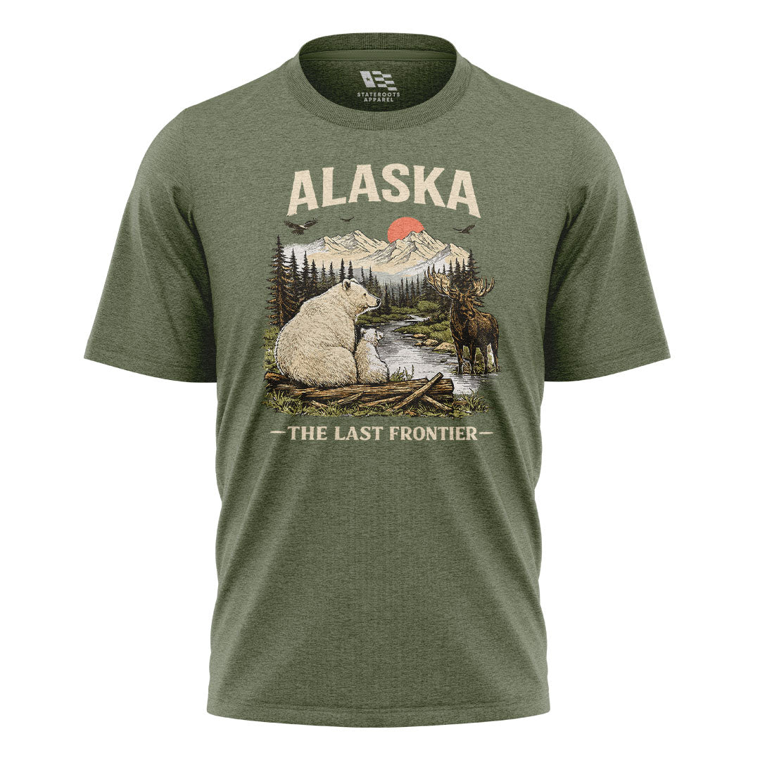 Alaska Last Frontier Polar Bear Moose - Military Green flatlay