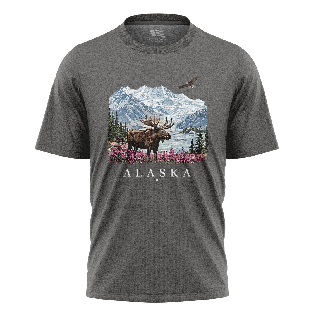 Alaska Moose Eagle Glacier Landscape - Charcoal flatlay