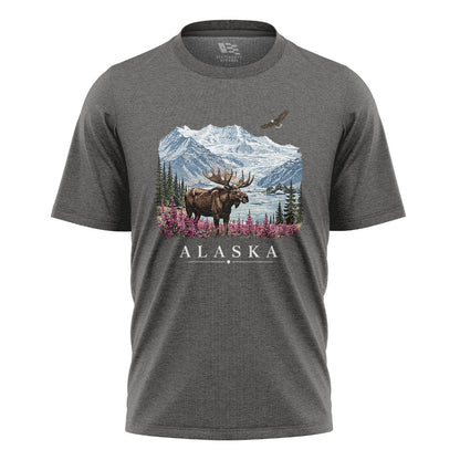 Alaska Moose Eagle Glacier Landscape - Charcoal flatlay
