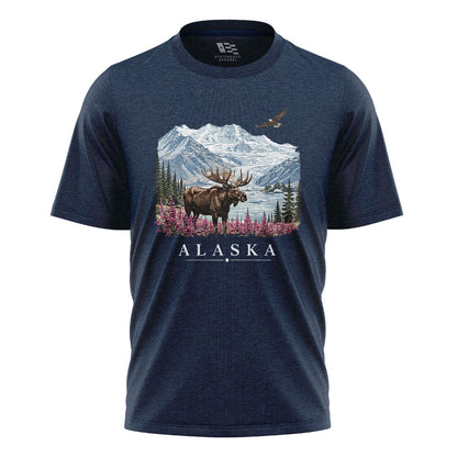 Alaska Moose Eagle Glacier Landscape - Navy flatlay