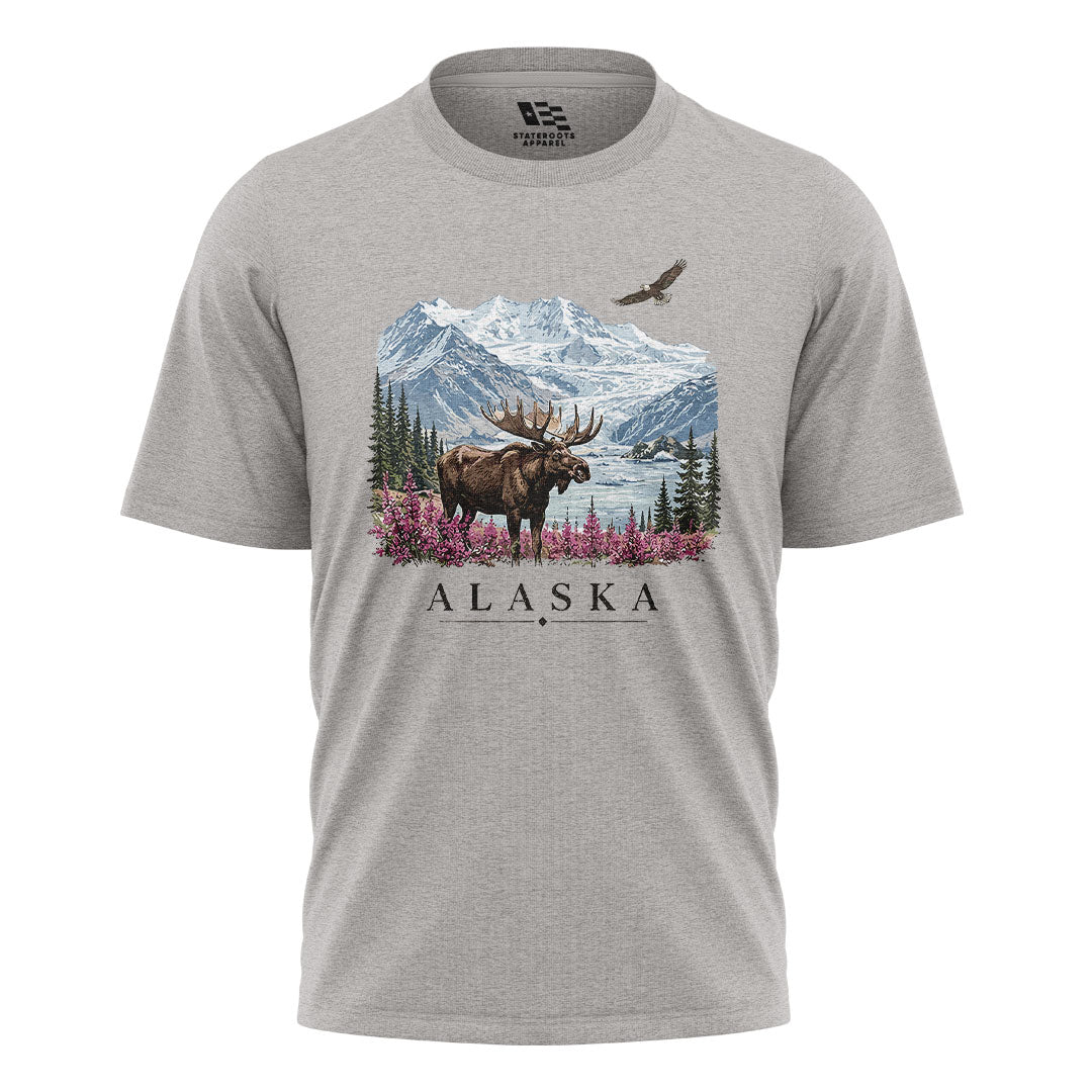 Alaska Moose Eagle Glacier Landscape - Sport Grey flatlay