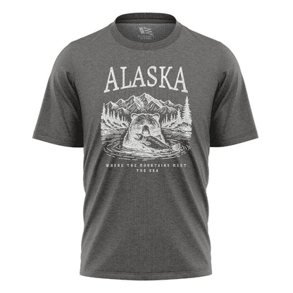 Alaska Mountains Meet Sea Salmon Bear - Charcoal flatlay