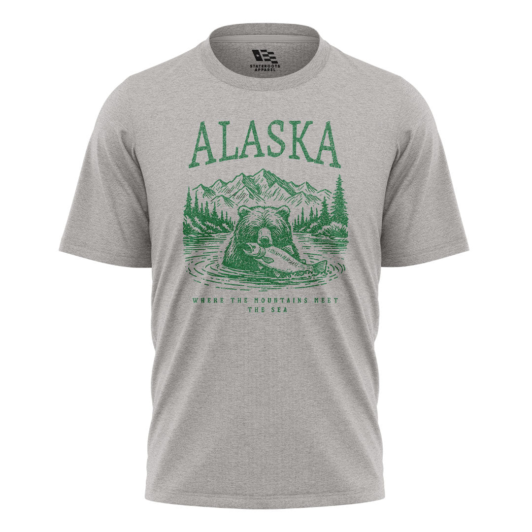 Alaska Mountains Meet Sea Salmon Bear - Sport Grey flatlay