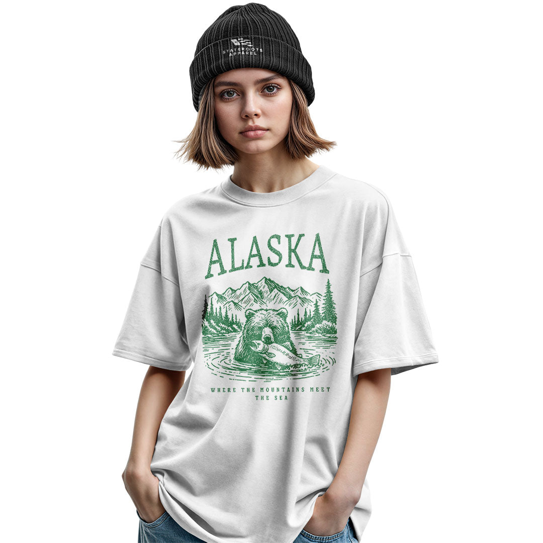 Alaska Mountains Meet Sea Salmon Bear - White lifestyle 2