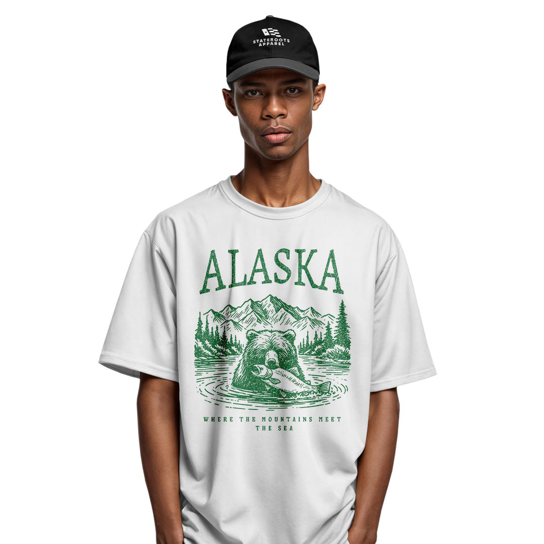 Alaska Mountains Meet Sea Salmon Bear - White lifestyle 4