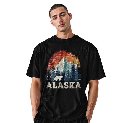Alaska Retro Sunset Mountain Polar Bear - Black lifestyle 2