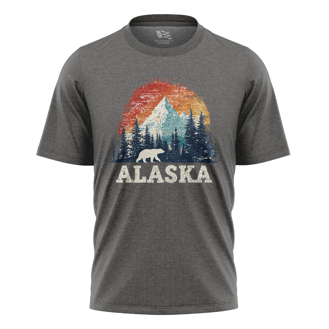 Alaska Retro Sunset Mountain Polar Bear - Charcoal flatlay
