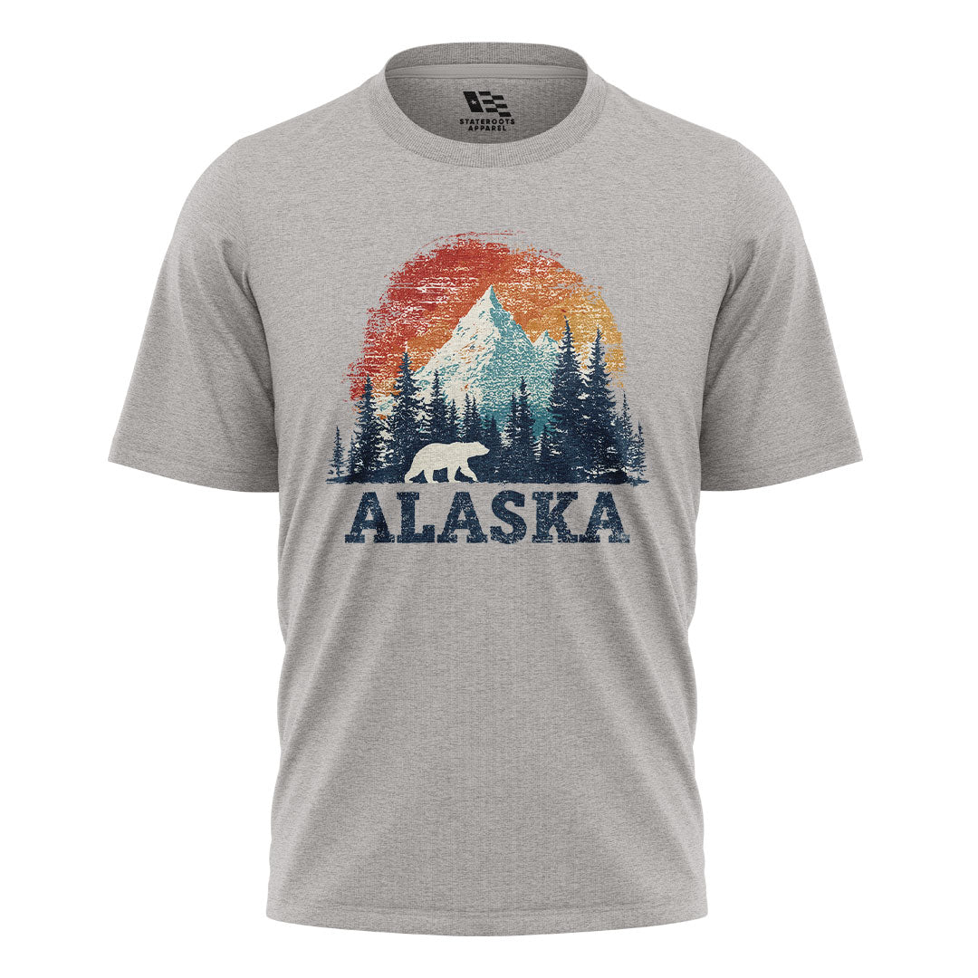 Alaska Retro Sunset Mountain Polar Bear - Sport Grey flatlay