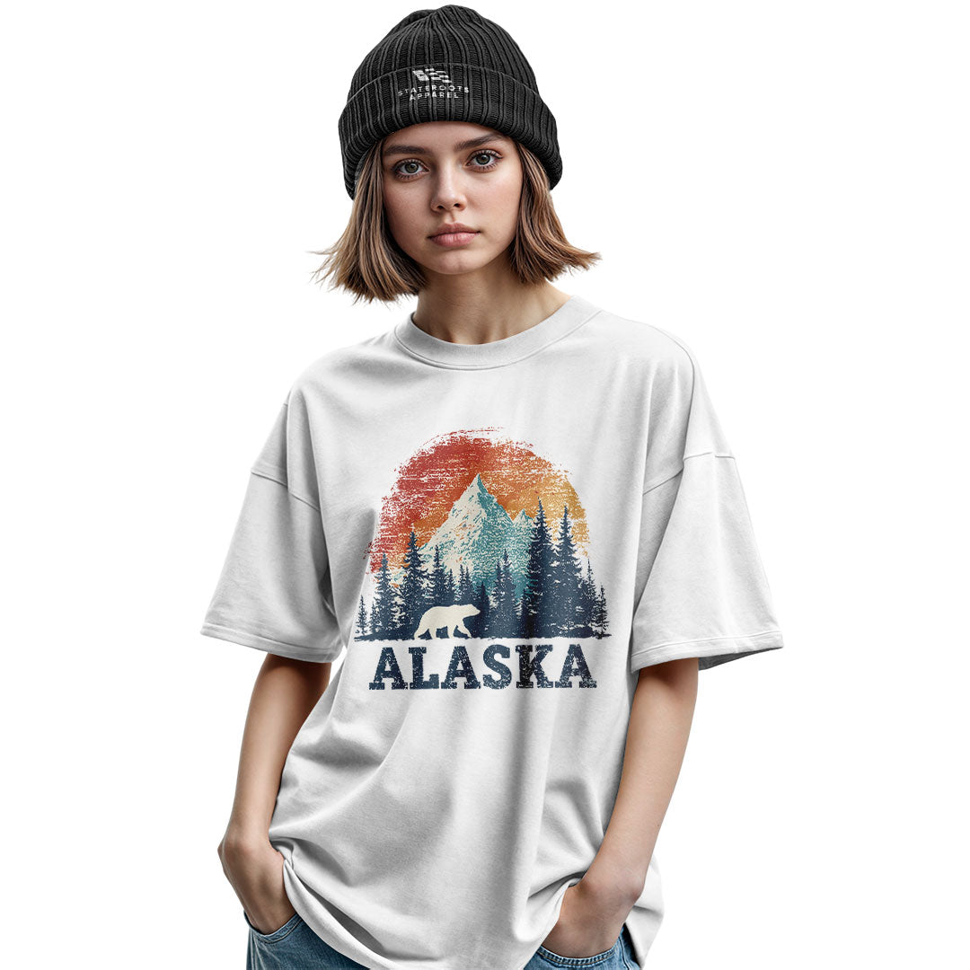 Alaska Retro Sunset Mountain Polar Bear - White lifestyle 2