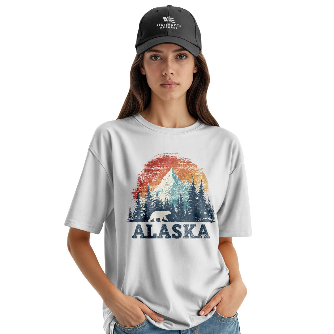 Alaska Retro Sunset Mountain Polar Bear - White lifestyle 3
