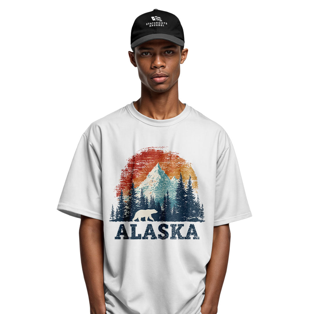 Alaska Retro Sunset Mountain Polar Bear - White lifestyle 4