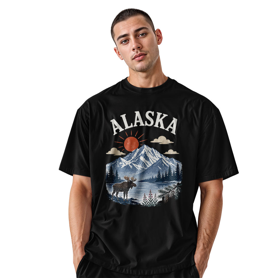 Alaska Sunrise Moose Lake Mountain - Black lifestyle 2