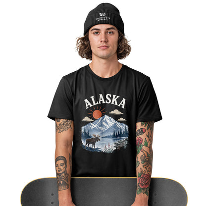 Alaska Sunrise Moose Lake Mountain - Black lifestyle 3