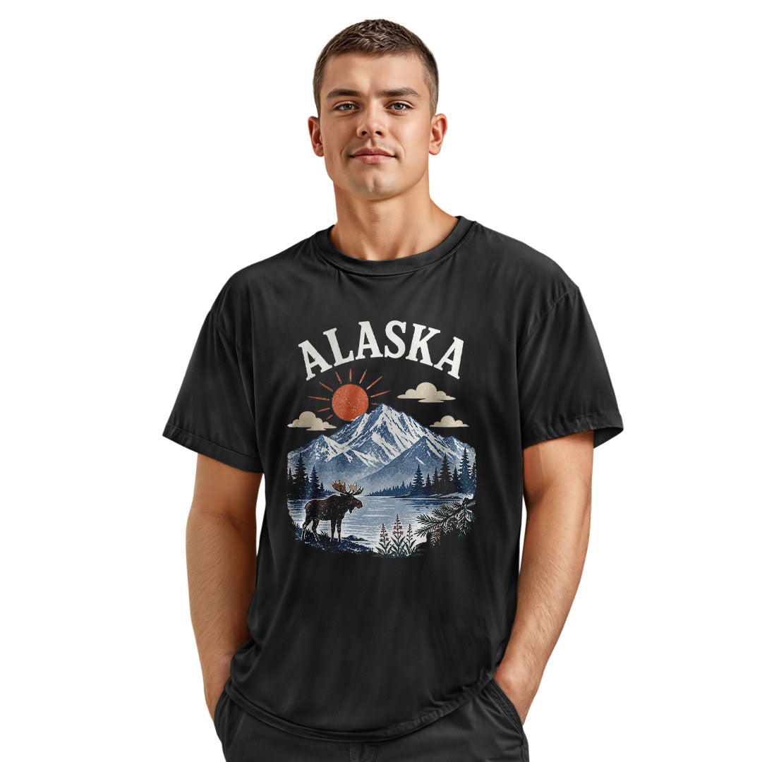 Alaska Sunrise Moose Lake Mountain - Black lifestyle 4