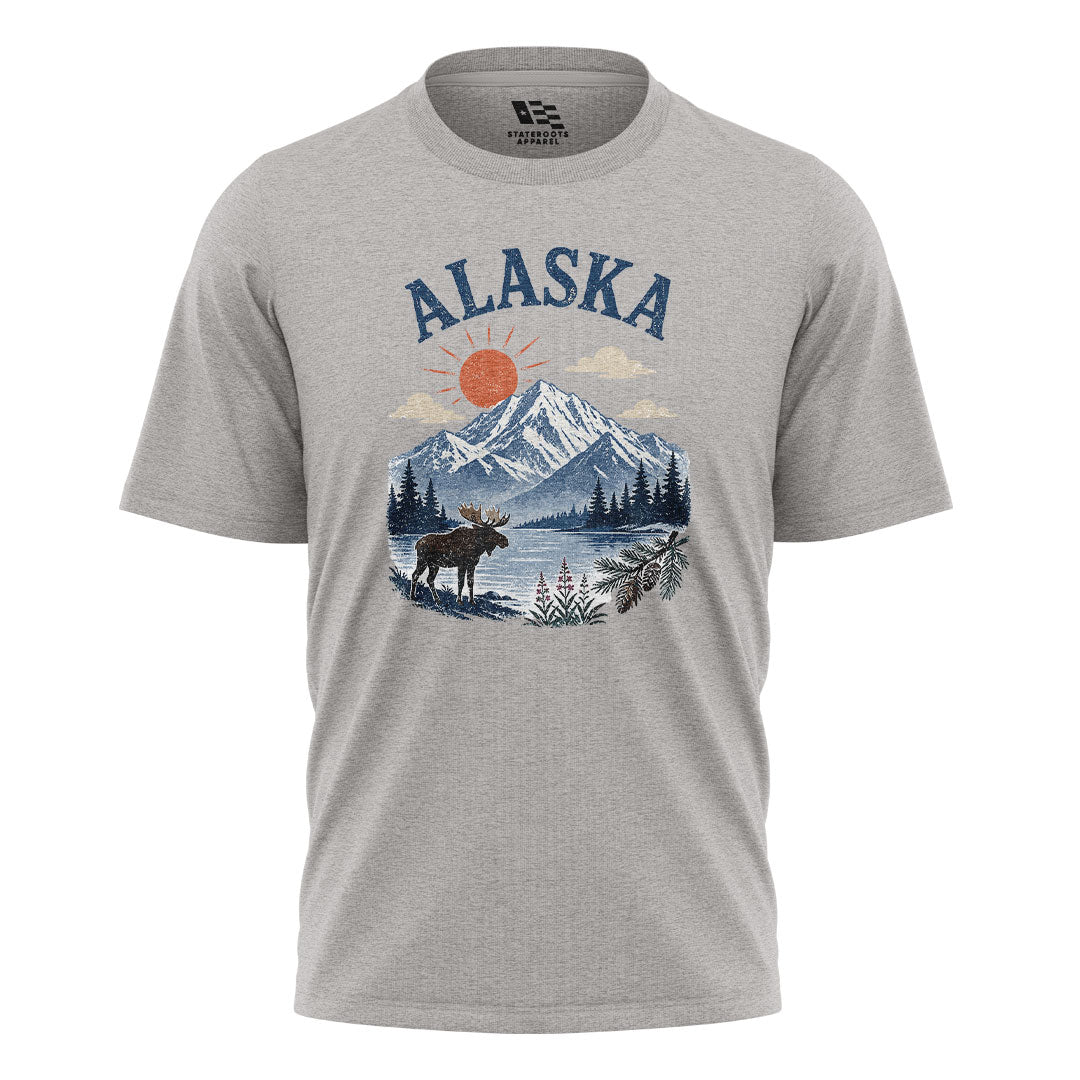 Alaska Sunrise Moose Lake Mountain - Sport Grey flatlay