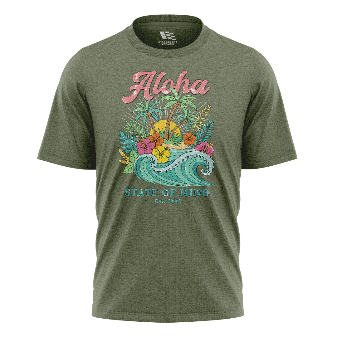 Aloha State of Mind 1984 Tee - Military Green flatlay