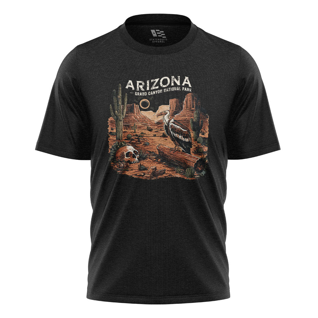 Arizona Grand Canyon Vulture Skull Western Tee - Black flatlay
