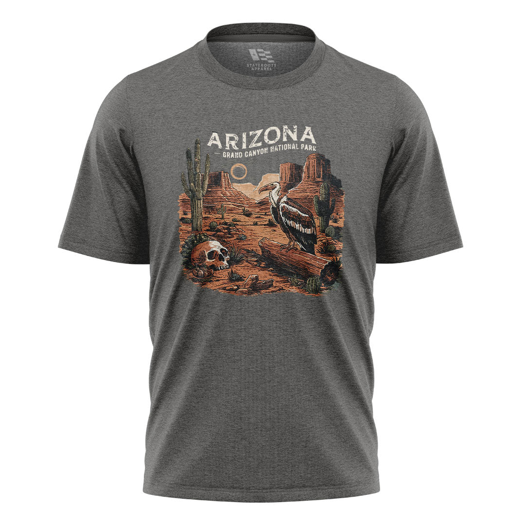 Arizona Grand Canyon Vulture Skull Western Tee - Charcoal flatlay