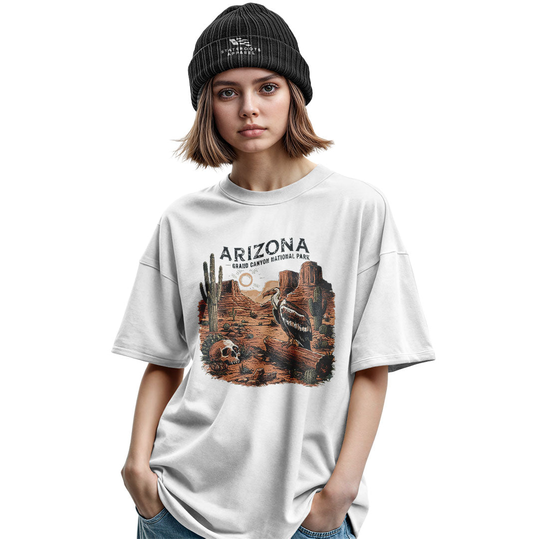 Arizona Grand Canyon Vulture Skull Western Tee - Military Green lifestyle