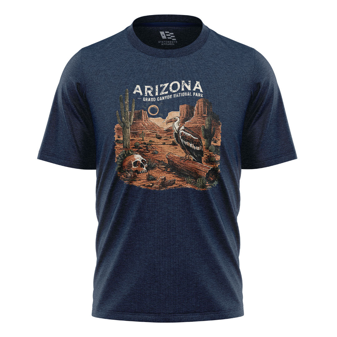 Arizona Grand Canyon Vulture Skull Western Tee - Navy flatlay