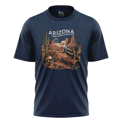 Arizona Grand Canyon Vulture Skull Western Tee - Navy flatlay