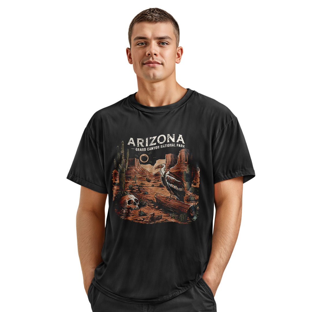 Arizona Grand Canyon Vulture Skull Western Tee - Navy lifestyle