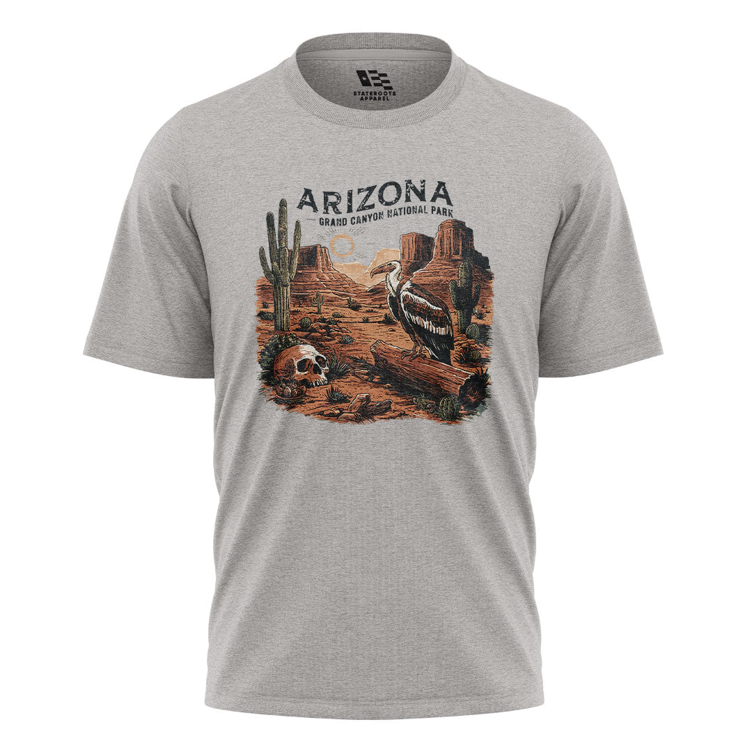Arizona Grand Canyon Vulture Skull Western Tee - Sport Grey flatlay