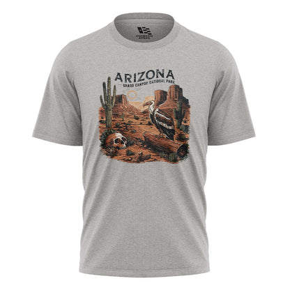 Arizona Grand Canyon Vulture Skull Western Tee - Sport Grey flatlay