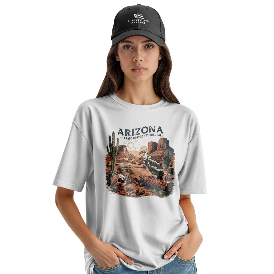 Arizona Grand Canyon Vulture Skull Western Tee - White lifestyle