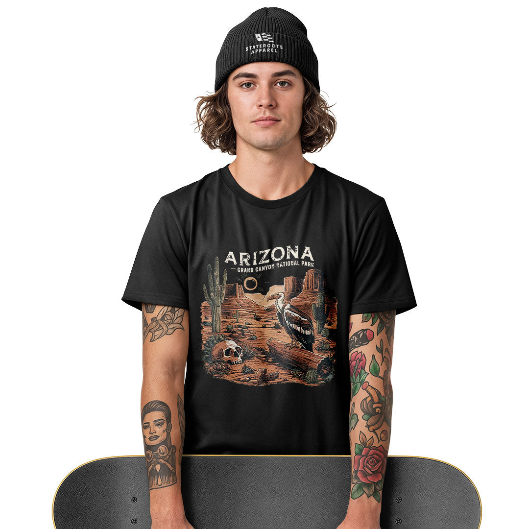 Arizona Grand Canyon Vulture Skull Western Tee - White lifestyle